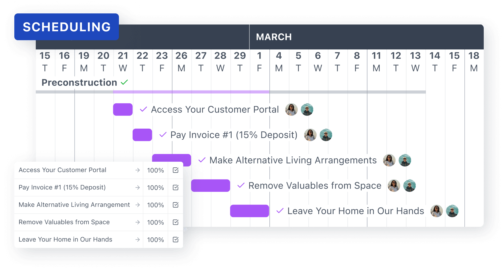 JobTread portal - direct communication thread with the project team
