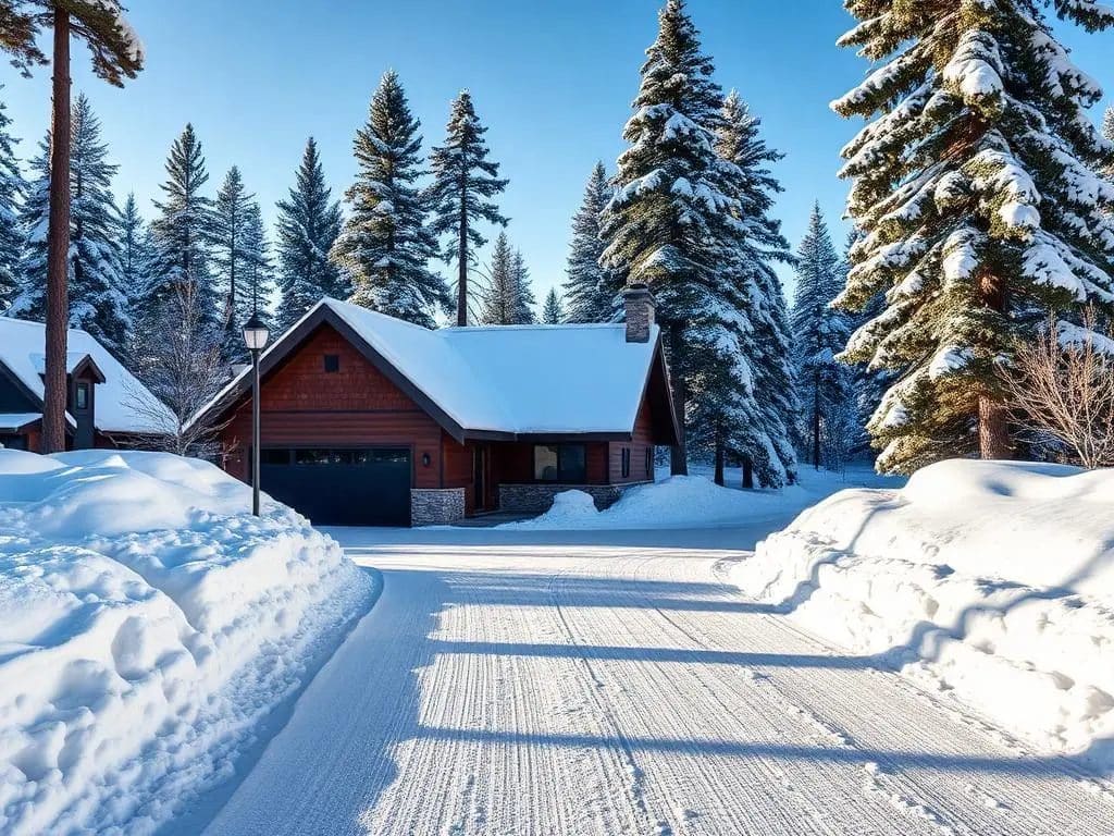 Cleared Sunriver driveway after a snowstorm