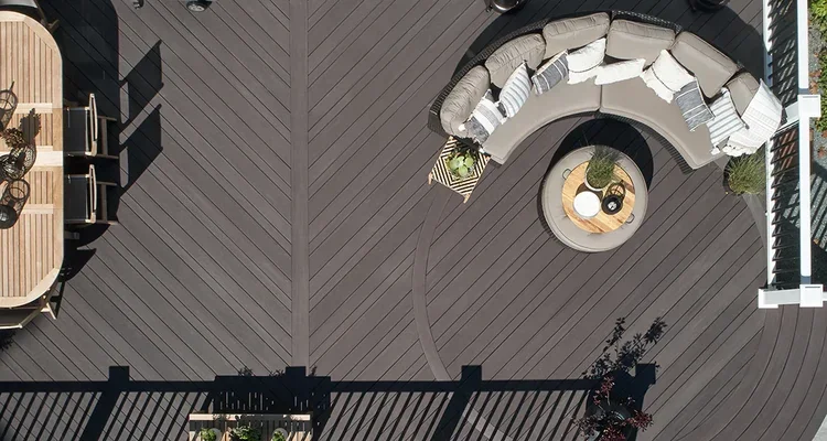 TimberTech Advanced PVC decking on a modern outdoor patio